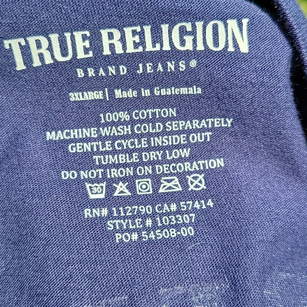 True Religion Graphic T-Shirt Size XXL Blue/White